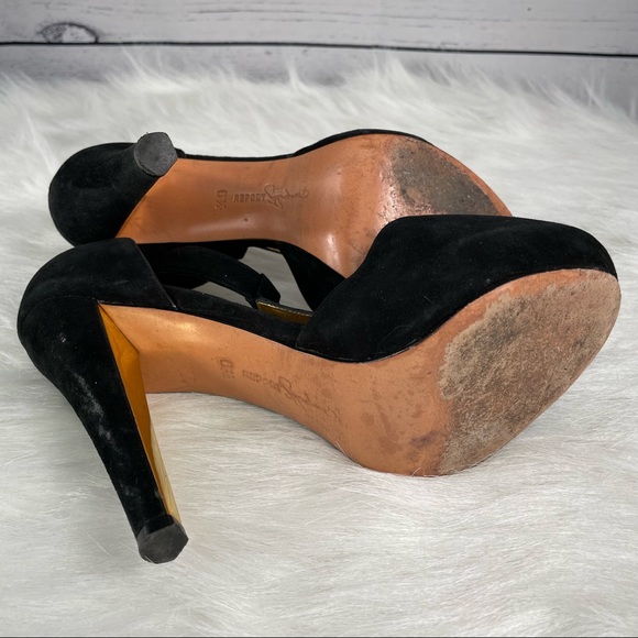 REPORT Signature Black Velvet Stilettos w/Round Toe, Platform, Strap & Buckle - Picture 6 of 15